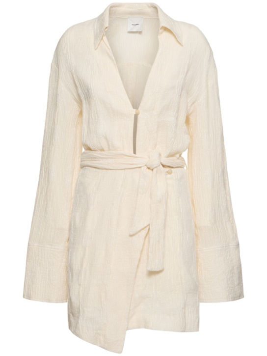 Nanushka: Yori linen blend long sleeve shirt dress - women_0 | Luisa Via Roma