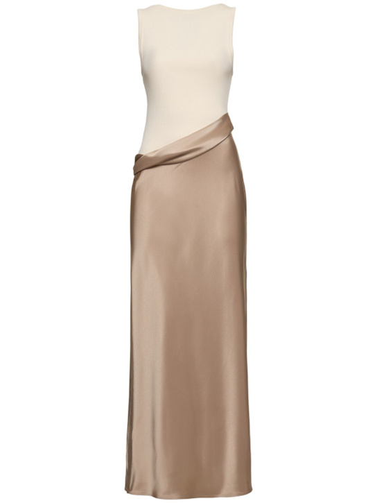 Nanushka: Cobee jersey & satin long dress - women_0 | Luisa Via Roma