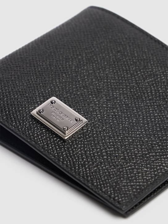 Dolce&Gabbana: Logo plaque leather wallet - men_1 | Luisa Via Roma