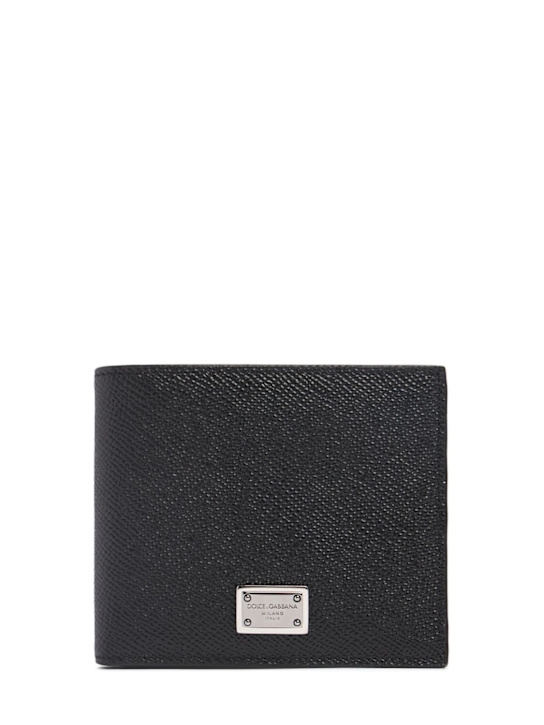 Dolce&Gabbana: Logo plaque leather wallet - men_0 | Luisa Via Roma