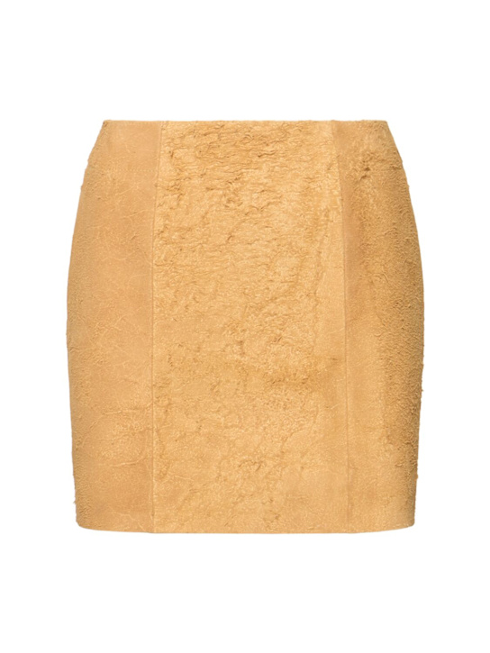 McQueen: Raw suede mini skirt - Sand - women_0 | Luisa Via Roma