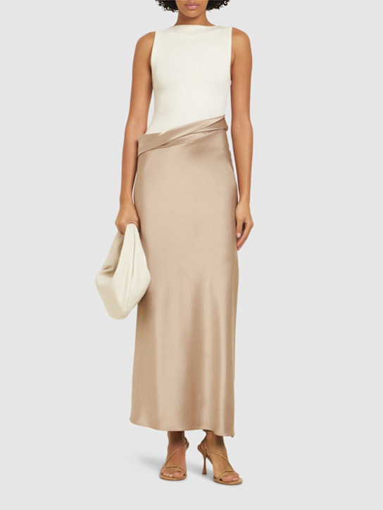 Nanushka: Cobee jersey & satin long dress - women_1 | Luisa Via Roma