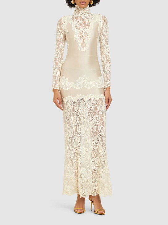 Rabanne: Vestido largo de encaje - Blanco - women_1 | Luisa Via Roma