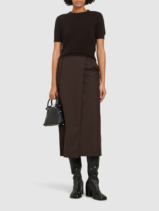 Maison Margiela: Short sleeve wool knit crewneck top - women_1 | Luisa Via Roma