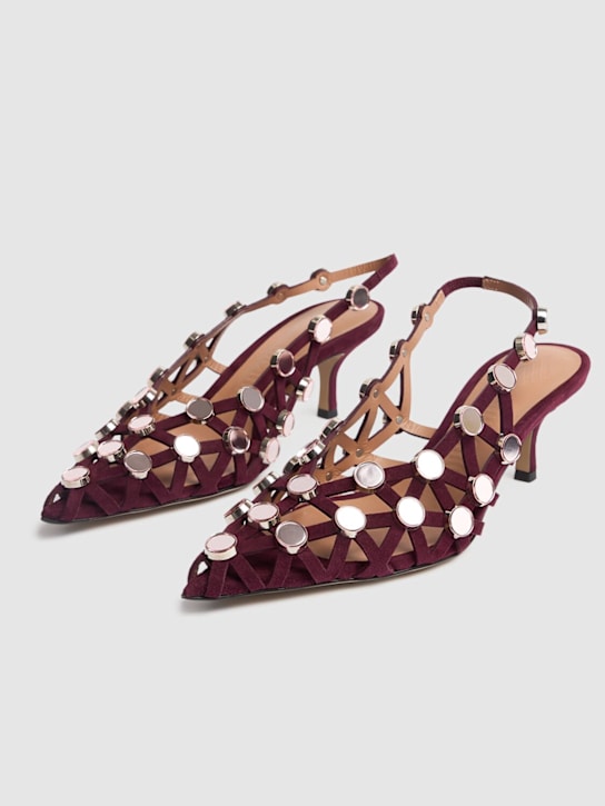 The Attico: Scarpe slingback Grid in camoscio 50mm - Bordeaux/Rosa - women_2 | Luisa Via Roma
