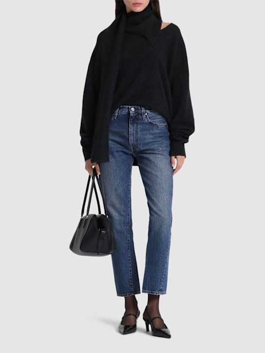 Toteme: Twisted seam cotton denim jeans - Blue - women_1 | Luisa Via Roma