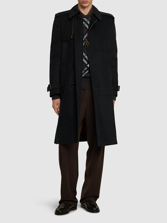 Burberry: Langer Moleskinmantel aus Baumwollmischung - men_1 | Luisa Via Roma