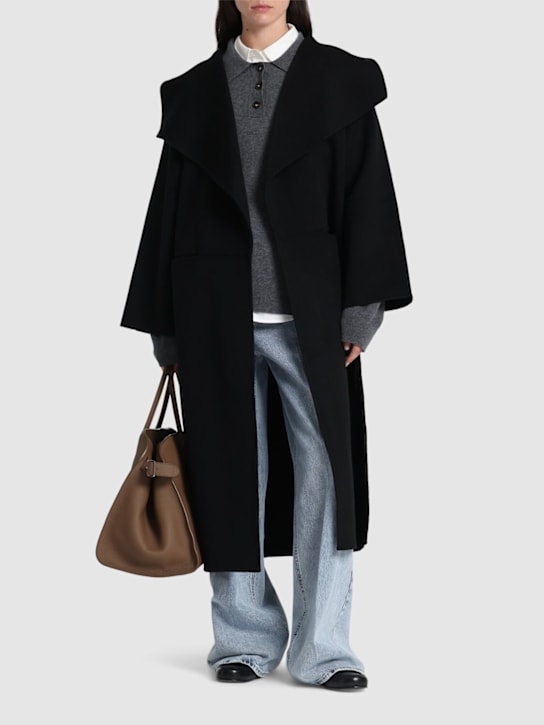 Toteme: Signature wool & cashmere long coat - Black - women_1 | Luisa Via Roma