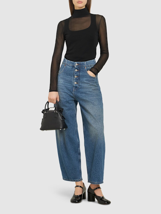 MM6 Maison Margiela: Rihanna high rise cotton denim jeans - Light Blue - women_1 | Luisa Via Roma