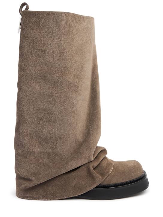 The Attico: 30mm Robin suede combat boots - Taupe - women_0 | Luisa Via Roma