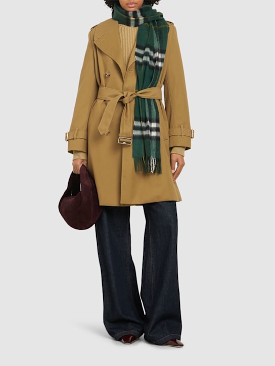 Burberry: Trench midi in gabardina - women_1 | Luisa Via Roma