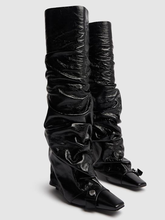 The Attico: 95mm Juno shiny leather knee-high boots - Black - women_2 | Luisa Via Roma