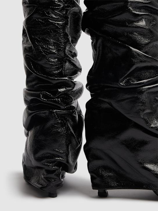 The Attico: 95mm Juno shiny leather knee-high boots - Black - women_4 | Luisa Via Roma