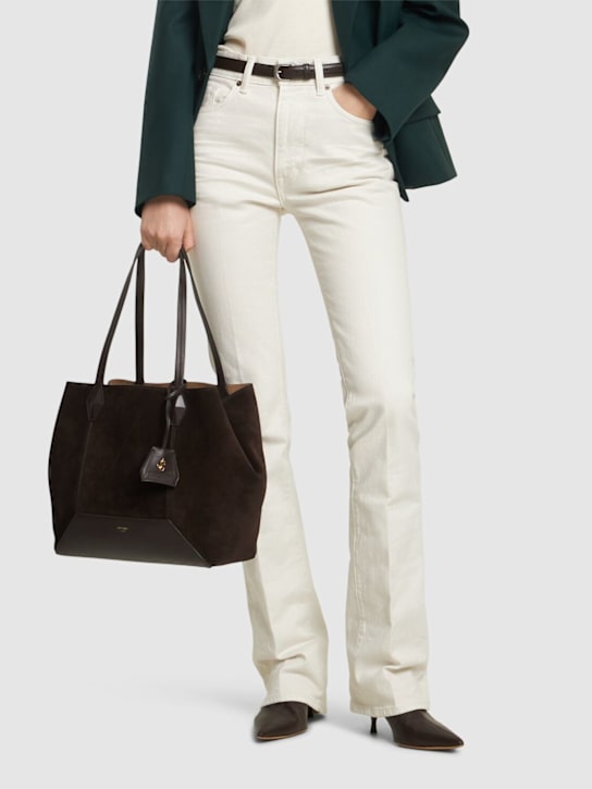 Jimmy Choo: Medium Diamond suede tote bag - Coffee/Gold - women_2 | Luisa Via Roma