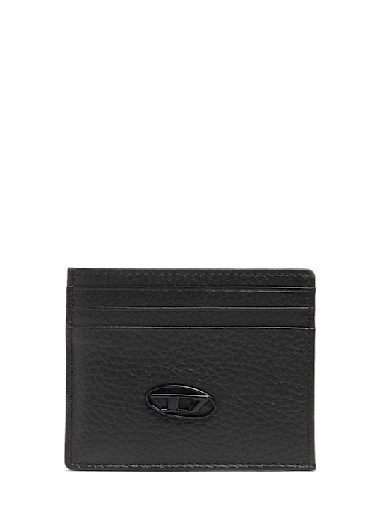 Diesel: Oval-D leather card holder - men_0 | Luisa Via Roma