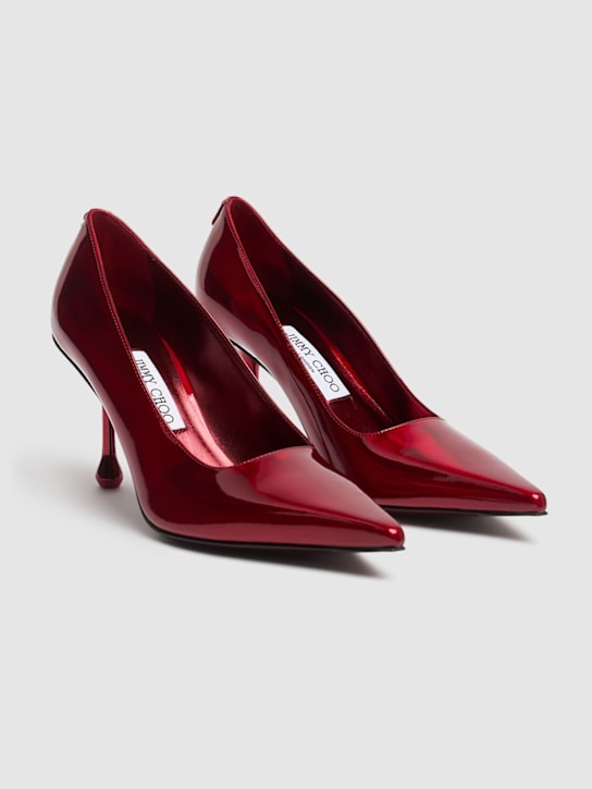 Jimmy Choo: 80mm Ixia liquid leather pumps - Red - women_2 | Luisa Via Roma