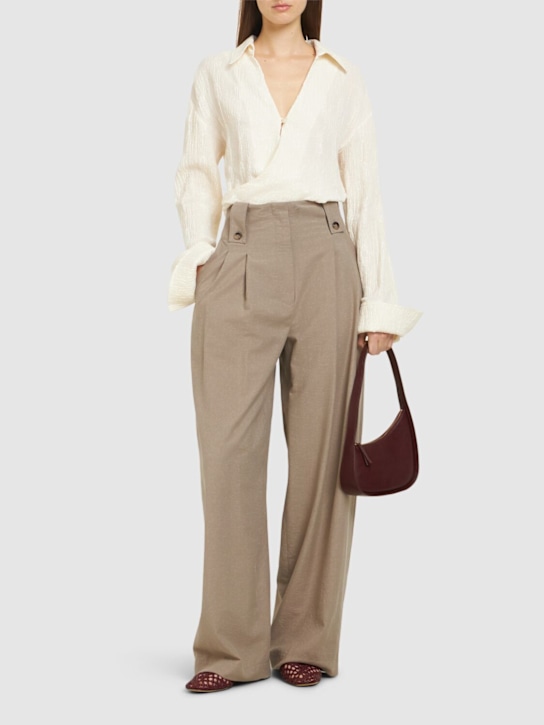 Nanushka: Jenci raw silk blend high waist pants - women_1 | Luisa Via Roma