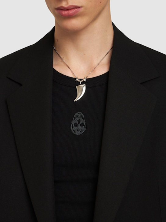 McQueen: Tiger Claw brass necklace - Silver - men_1 | Luisa Via Roma