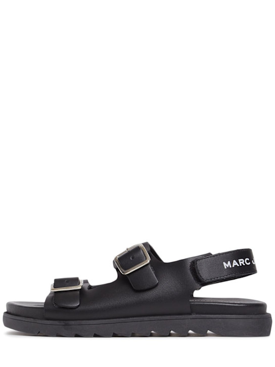 Marc Jacobs: Leather sandals - Black - kids-boys_0 | Luisa Via Roma