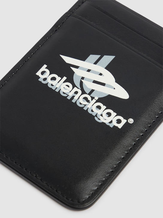 Balenciaga: Magnet leather cash & card holder - Black - men_1 | Luisa Via Roma