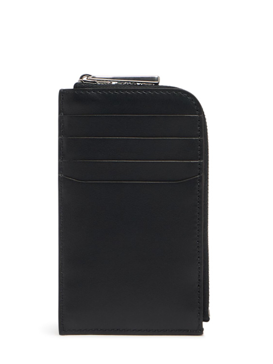 Moncler: Flat leather card holder - men_0 | Luisa Via Roma