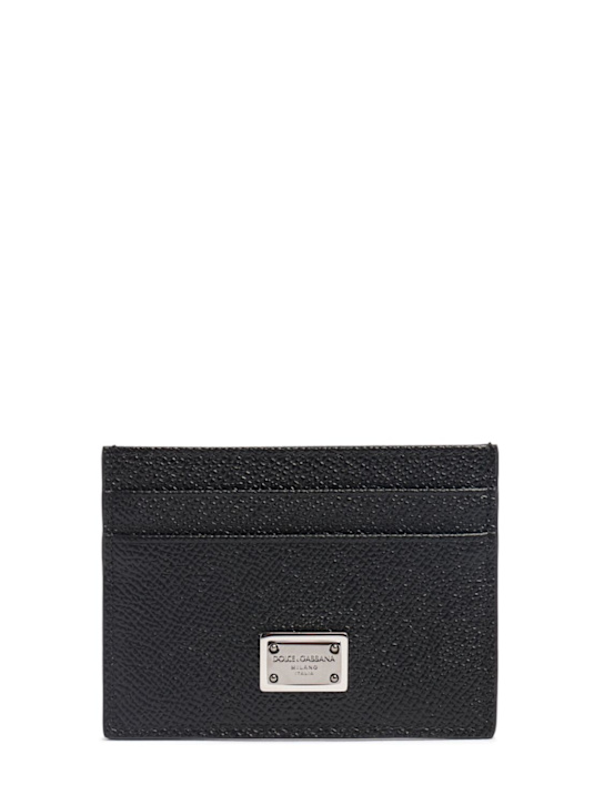 Dolce&Gabbana: Logo plaque leather card holder - men_0 | Luisa Via Roma