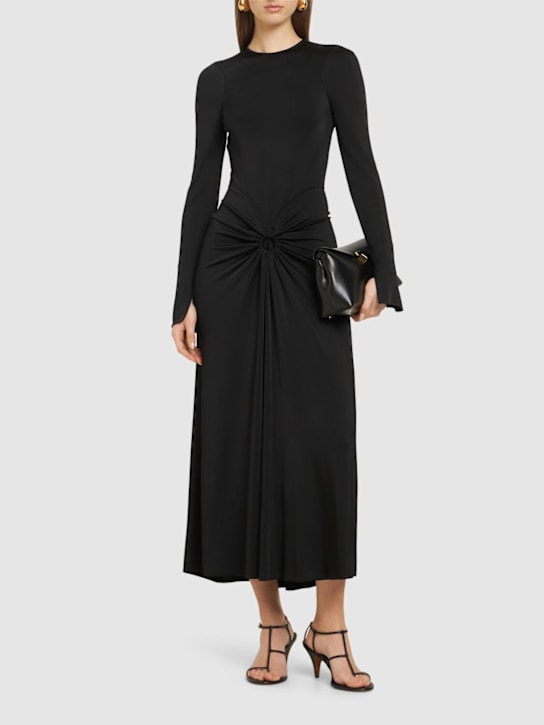 Gathered heavy shine jersey midi dress - Thumbnail 2