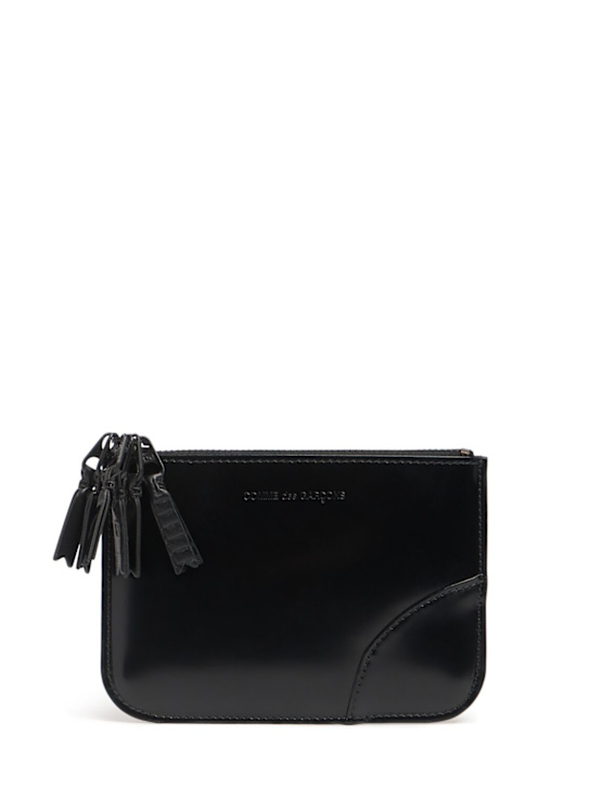 Comme des Garçons Wallet: Zipper Medley leather wallet - Black - men_0 | Luisa Via Roma