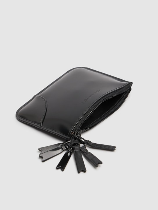Comme des Garçons Wallet: Zipper Medley leather wallet - Black - men_1 | Luisa Via Roma