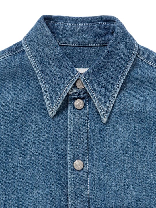 MM6 Maison Margiela: コットンデニムクロップドシャツ - kids-girls_1 | Luisa Via Roma