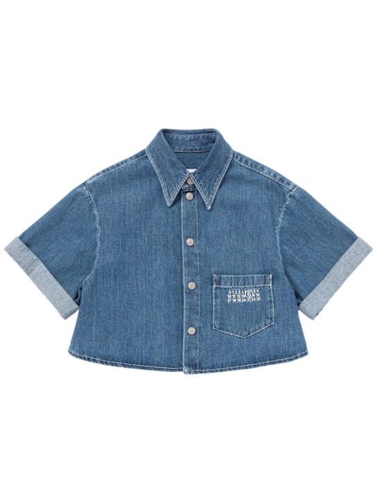 MM6 Maison Margiela: コットンデニムクロップドシャツ - kids-girls_0 | Luisa Via Roma
