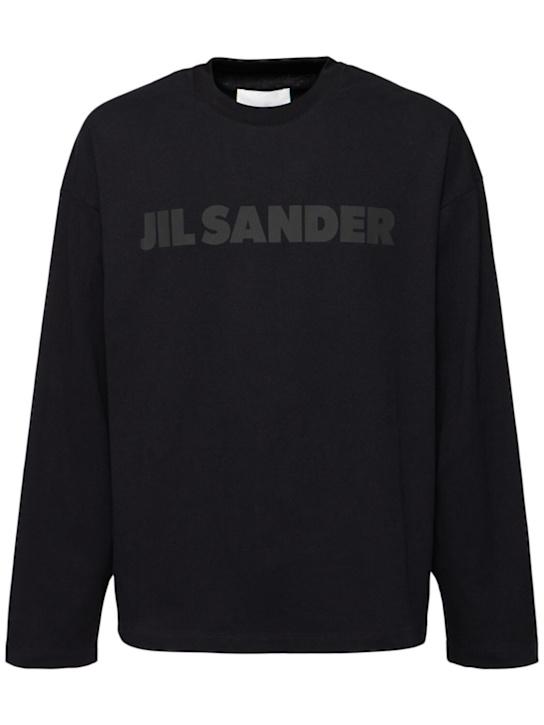 Jil Sander: Jil Sander logo cotton jersey t-shirt - Black - men_0 | Luisa Via Roma