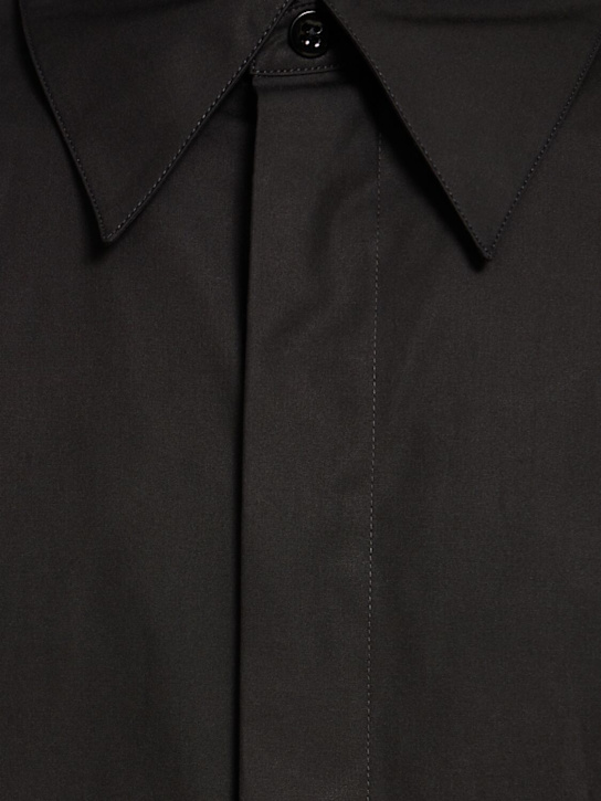 Jil Sander: Boxy fit short sleeve cotton shirt - Black - men_4 | Luisa Via Roma