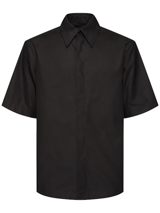 Jil Sander: Boxy fit short sleeve cotton shirt - Black - men_0 | Luisa Via Roma