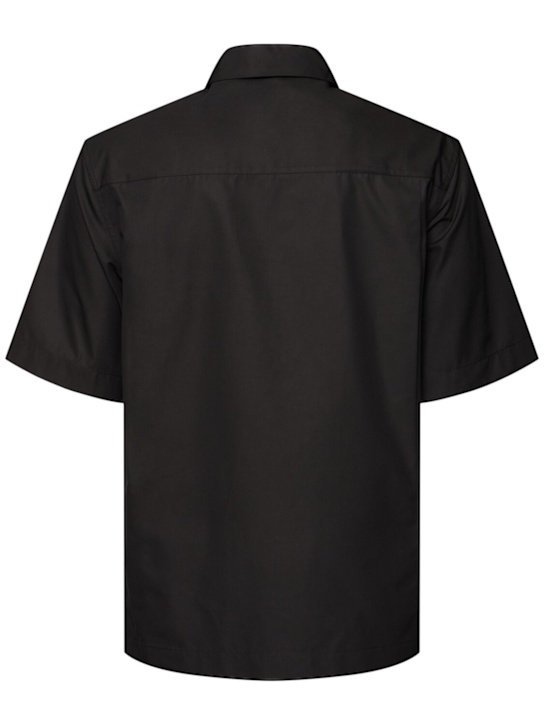 Jil Sander: Boxy fit short sleeve cotton shirt - Black - men_3 | Luisa Via Roma