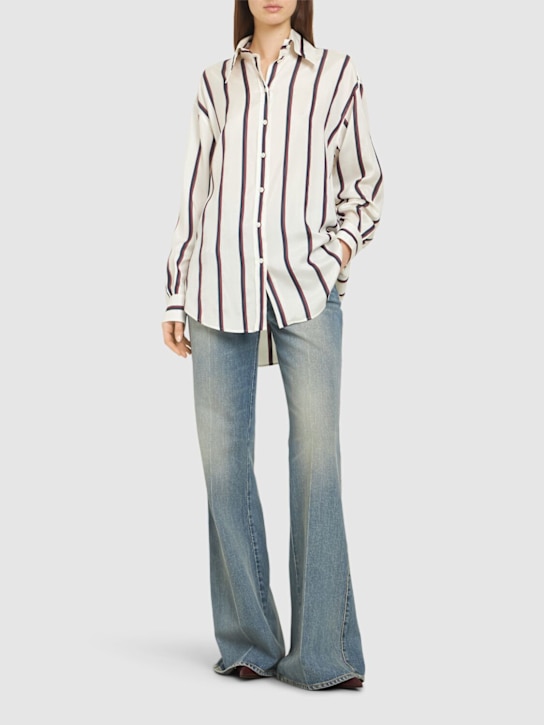 McQueen: Striped silk shirt - White/Navy/Red - women_1 | Luisa Via Roma