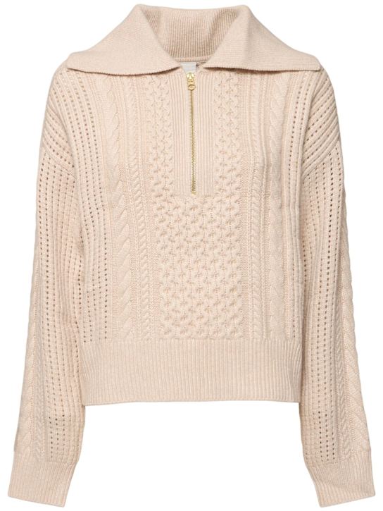 Varley: Camello relaxed cable knit sweater - women_0 | Luisa Via Roma