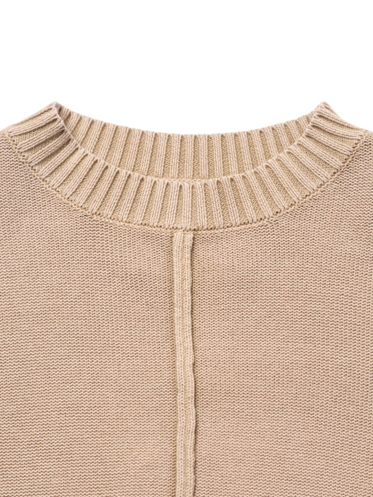 MM6 Maison Margiela: Suéter de punto de algodón - Beige - kids-girls_1 | Luisa Via Roma