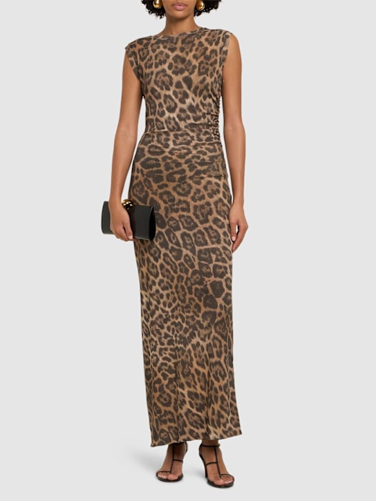 Stella McCartney: Leopard print mesh long dress - women_1 | Luisa Via Roma