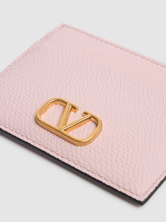 Valentino Garavani: V Logo soft leather card holder - Water Lilac - women_1 | Luisa Via Roma
