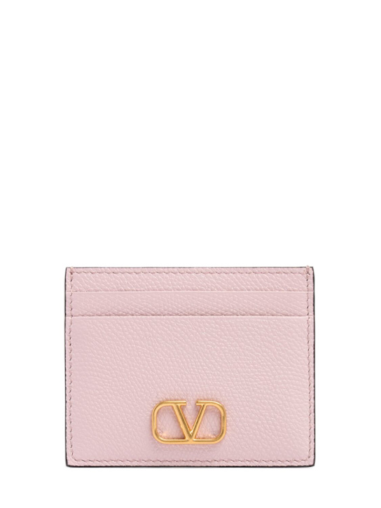 Valentino Garavani: V Logo soft leather card holder - Water Lilac - women_0 | Luisa Via Roma