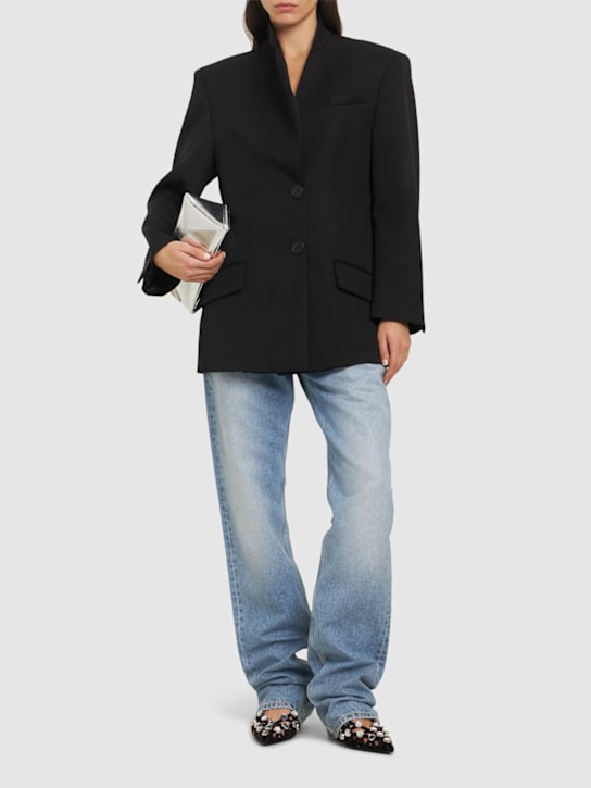 The Attico: Gabardine single breasted blazer - Black - women_1 | Luisa Via Roma