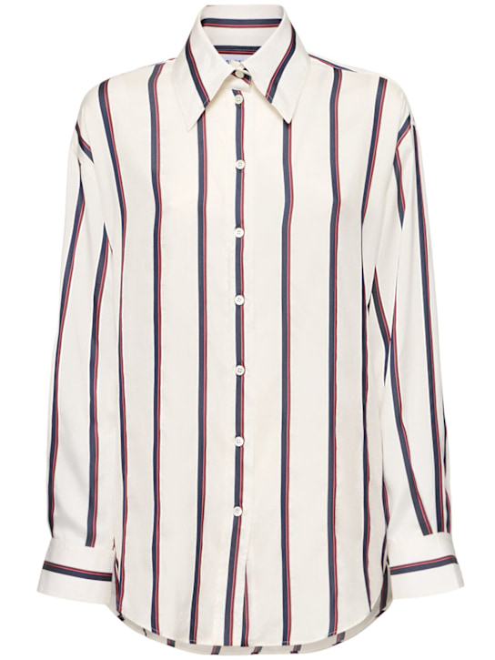 McQueen: Striped silk shirt - White/Navy/Red - women_0 | Luisa Via Roma
