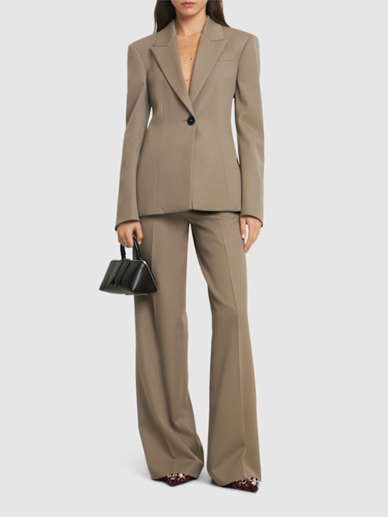 The Attico: Gabardine single breasted blazer - Taupe - women_1 | Luisa Via Roma