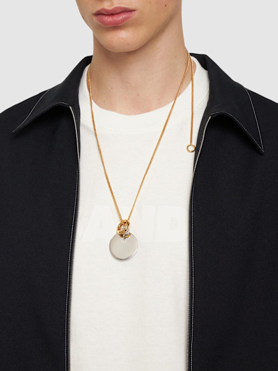 Jil Sander: Gold plated necklace w/ double charm - men_1 | Luisa Via Roma