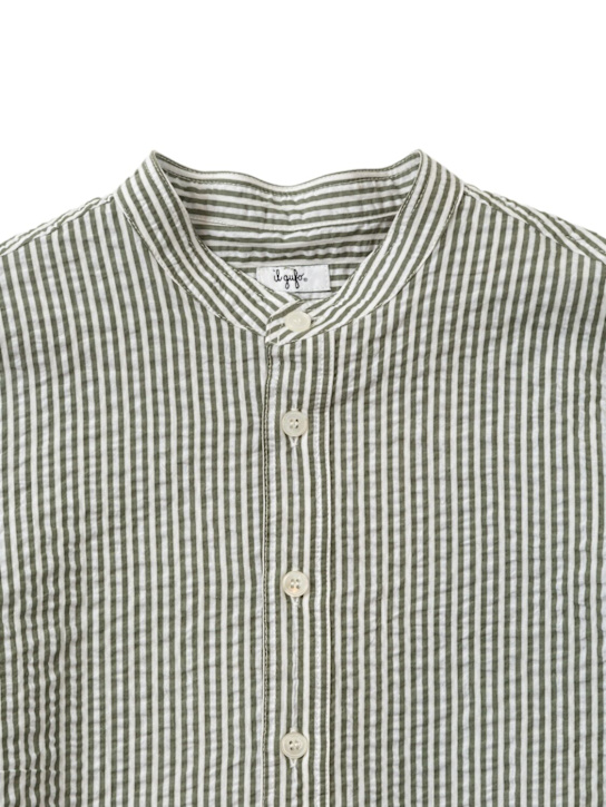 Il Gufo: Striped cotton seersucker shirt - kids-boys_1 | Luisa Via Roma