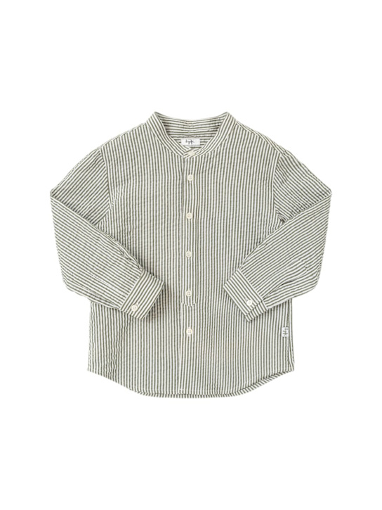 Il Gufo: Striped cotton seersucker shirt - kids-boys_0 | Luisa Via Roma