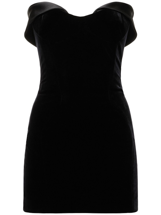 Strapless stretch velvet mini dress - Thumbnail 1
