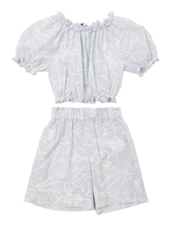 Il Gufo: Top e shorts in popeline di cotone stampato - kids-girls_0 | Luisa Via Roma