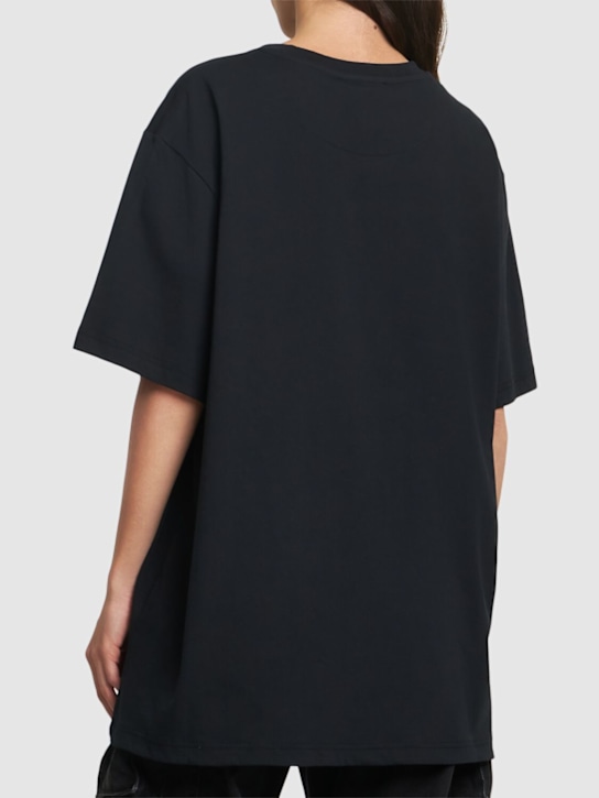 The Attico: Oversized jersey t-shirt w/shaped slit - Black - women_2 | Luisa Via Roma